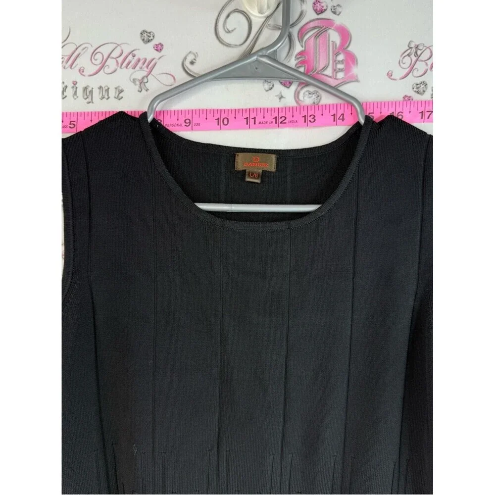 Danier tank top stretchy classic knit knitted Black Sleeveless Tank Top